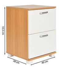 ts-ideen Comodino Mobiletto 56x40 cm Stile Moderno con 2 cassetti. Color Rovere e Bianco
