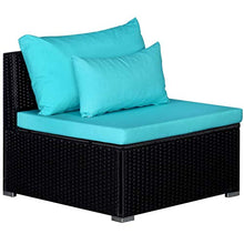 SKM Set Divani da Giardino 9 pz con Cuscini in Polyrattan Blu