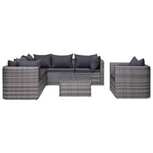 SKM Set Divani da Giardino 7 pz con Cuscini in Polyrattan Grigio (88.1kg)