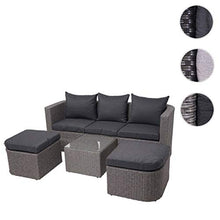 Mendler Salottino da Esterno HWC-J37 Intreccio polyrattan Acciaio Spun Poly Grigio Cuscini Antracite