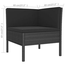 SKM Set Divani da Giardino 6 pz con Cuscini in Polyrattan Nero (39kg) Nero-6983