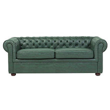 Beliani Divano 3 Posti Design Vintage in Pelle Verde Moderno da Salotto Chesterfield