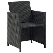 SKM Set da Pranzo da Giardino 5 pz con Cuscini in Polyrattan Nero (41kg)