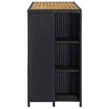 FAMIROSA Tavolo da Bar con Ripiani Nero 120x60x110 cm in Polyrattan-3478