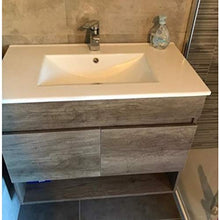Bagno Italia Mobile bagno da cm 80 colore rovere venato con lavandino specchio arredo moderno sospeso