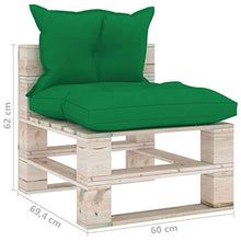 FAMIROSA Divano Centrale da Giardino Pallet con Cuscini in Legno di Pino-6076