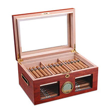 SMEJS Desktop Humidor, Cedar divisore, e Brass Ring Vetro igrometro, detiene l'80 a 100 sigari