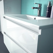Allibert - Set di mobili da bagno premontati, funzione Softclose, mobiletto a specchio, 80 cm, colore: Bianco