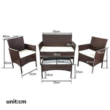 Topchances, set di mobili da giardino per 4 persone, tavolo da giardino e sedie da giardino, mobili da veranda, sedie in rattan, divano per patio, balcone, set da 4