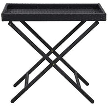 E E-NICES Tavolo Pieghevole Nero 80x45x75 cm in Polyrattan