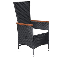 SKM Set da Pranzo da Giardino 9 pz con Cuscini in Polyrattan Nero (107.6kg) Nero-7679