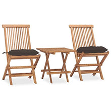 vidaXL Set da Pranzo Giardino Pieghevole 3 pz Cuscino Massello di Teak