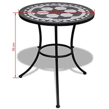 Oushome Tavolo da Bistrot Nero e Bianco 60 cm a Mosaico