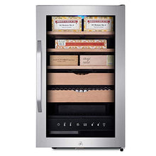 VIY Umidificatore per Sigari, Humidor con Ripiani in Legno di Cedro, 16-22°C, Touch Display Digitale, 38 Db, Illuminazione A LED, 70L, Nero