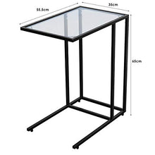 DREAMADE Tavolino Laterale Tavolino da caffè per Divano Salotto in Vetro ed Acciaio, in Stile Moderno, 55,5 x 35 x 65 cm