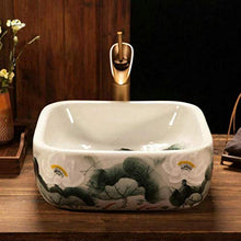 Jgophu - Lavabo in porcellana a forma di loto, dipinto a mano