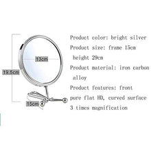 Specchio per Il Trucco, Specchi Portatili con Manico Specchio Cosmetico Ingrandito 3X - Specchio Cosmetico Rotondo da 6 Pollici per Il Piano del Tavolo della Camera da Letto del Bagno