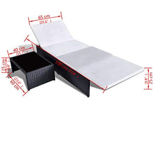 vidaXL Lettini Prendisole da Giardino a 2 Posti 5 pz Poli Rattan Nero Sdraio