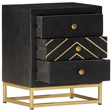 vidaXL Comodino Nero e Oro 40x30x50 cm in Legno Massello di Mango