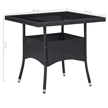 Festnight 3 pz Set Mobili da Pranzo per Giardino, Salotto da Giardino, Tavolo da Giardino con Sedie, in Polyrattan e Vetro Nero