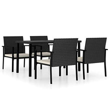 SKM Set da Pranzo da Giardino 5 pz in Polyrattan Nero (40.3kg)