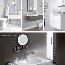 WZDD Specchio da Trucco da Parete, Specchio da Barba con Ingrandimento 5X, Specchio Cosmetico a LED Illuminato, Specchio da Bagno Rotondo, Girevole a 360°