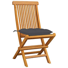 vidaXL Sedie da Giardino con Cuscini Antracite 4 pz Massello di Teak