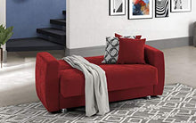 Divano 2 posti in tessuto rosso lavabile - cm. 158 x 87 x 92. con schienale reclinabile.