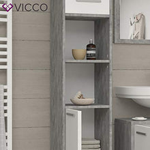 Vicco Mobiletto bagno Kiko Mobiletto alto Armadietto bagno Bianco/Cemento