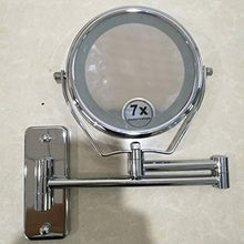 Specchio per il trucco Parete dello specchio LED dello specchio di bellezza ingrandimento 7x, pieghevole Vanity lampada a scomparsa girante 360 Funzione specchio da rasatura d'argento Specchio da at