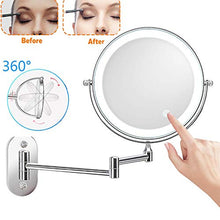 CRYPY Specchio per Il Trucco LED Montato a Parete da 8 Pollici 10X Ingranditore Touch Luminoso Regolabile Parete Specchi Doppio Lato Vanity Specchio