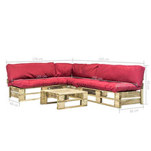 Festnight Set Divani da Giardino | Set di Mobili da Giardino | Set Divano Esterno 4 pz Pallet Cuscini Rossi in Legno FSC