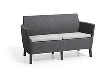 Keter Salemo Lounge Set, Set Mobili da Giardino in Rattan con Divano 2 Posti 2 Poltrone e Tavolino Porta Cuscini, Grafite - Arredi Casa