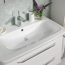 FACKELMANN Set di mobili da bagno da 5 pezzi Milano sospesi con vasca in ceramica da 100 cm e specchio da bagno a LED