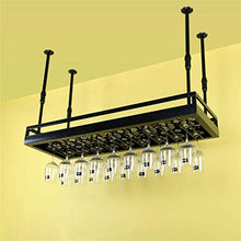 WLABCD Scaffale per Vino, Parete, Bar, Ristorante, Bottiglia per Vino, Soffitto Del Soffitto Sapporto Portatore Metallo Irono Di Vino Capbine Cablet Goblet Stemware Racks Display,L80 * W35Cm,Nero