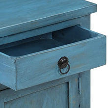 vidaXL Legno Massello di Mango Comodino 40x30x50 cm Blu Armadietto Cassettiera