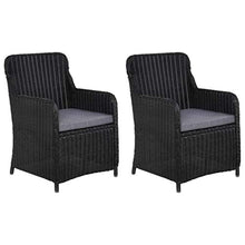 vidaXL 2X Sedie da Esterno con Cuscini Polyrattan Nero Poltroncine da Giardino