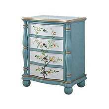 Comodino Comodino 4 cassetti, Antico Afflitto Verniciato Comodino Retro Paese Comodino Quattro cassetto Locker Blu Piccolo Comodino contemporanea (Color : Blue, Size : 65x40x77.5cm)