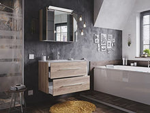 Set di mobili da bagno Firenze 80 2 parti rovere chiaro e armadio specchio