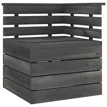 Tidyard Divano Angolare da Giardino Pallet Legno di Pino Grigio Scuro,Divano da Giardino,per Esterno, Balcone, Giardino