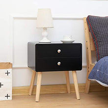 YIFAA Comodini Camera da Letto Set da Scandinavo con Cassetto per Letto, Soggiorno, Ufficio (Nero - Set da 2, 42x32x50cm)