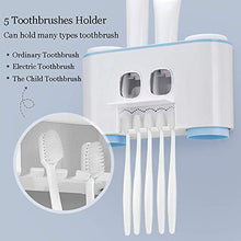 Winbang Portaspazzolini, portaspazzolini portaspazzolino con 5 spazzolini da Denti 2 distributori Automatici di dentifricio e 4 portabicchieri (Blu)