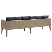 OUSEE Divano da Giardino a 3 Posti con Cuscini in Polyrattan Beige