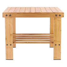Sedia in bambù con sgabello in bambù resistente all'usura per bagno, camera da letto, giardino(25 * 40 * 33.5cm large)