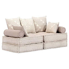 vidaXL Divano Letto Modulare a 2 Posti Comodo Ampio Robusto Resistente Durevole Solido Arredo Camera Mobile Imbottito Decorativo Beige in Tessuto