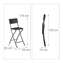Relaxdays 10020761_46 Sedia da Bar Pieghevole, Nero, 63x44x115 cm