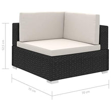 vidaXL Divano da Giardino Set 15 pz in Polirattan Nero Sofa con Cuscini Tavolo