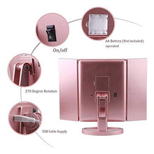 YIBOKANG Specchio per Il Trucco Vanity Illuminato con LED Morbido Luce Naturale 3X / 2X ingrandimento da ingrandimento Portatile Ultrasottile Rotazione da 180 e 90 per Il Bagno da appoggio