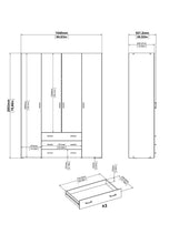 Armadio 4 ante e 3 cassetti bianco, 154X49,5X200,4H