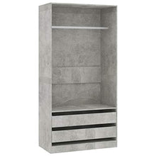 Tidyard Armadio Grigio Cemento 100x50x200 cm in Truciolato,2 Cassetti e 1 Ampio Scomparto